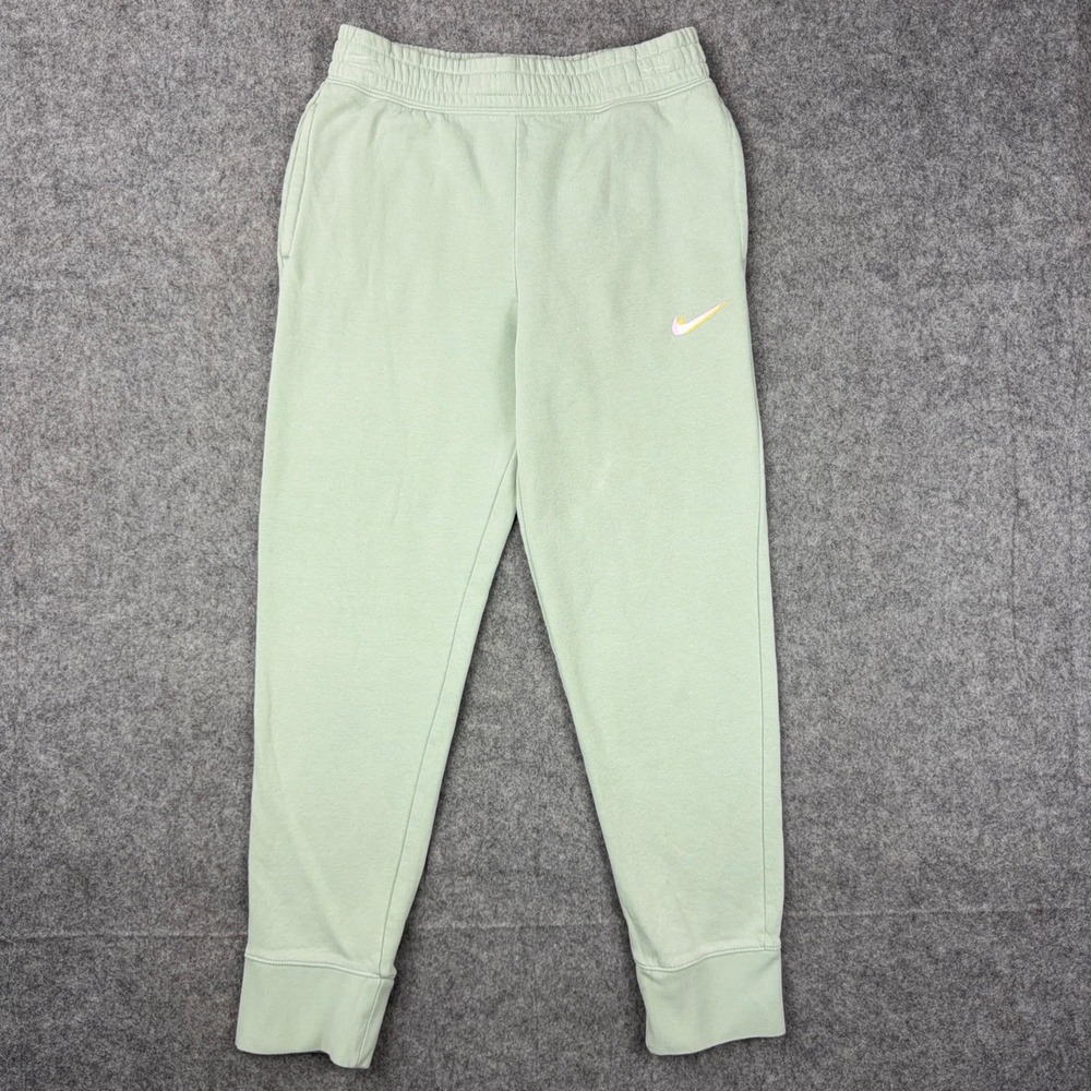Nike Club Fleece Joggers Kids Large Sage Green Sweatpants Drawstring Swoosh Gym